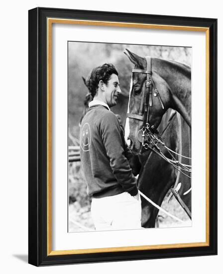 Prince Charles with His Polo Pony Pan's Folly May 1977-null-Framed Photographic Print