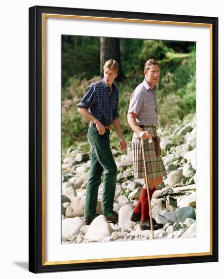 Prince Charles with Sons at Balmoral-null-Framed Photographic Print