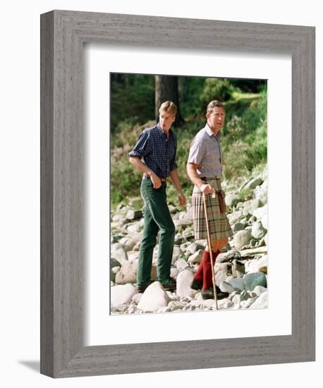 Prince Charles with Sons at Balmoral-null-Framed Photographic Print