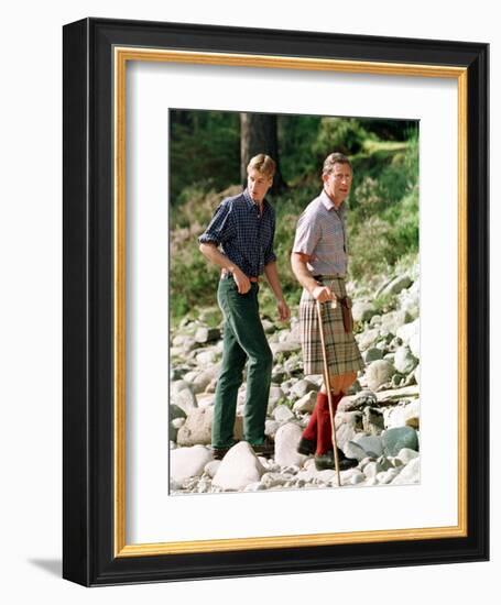 Prince Charles with Sons at Balmoral-null-Framed Photographic Print