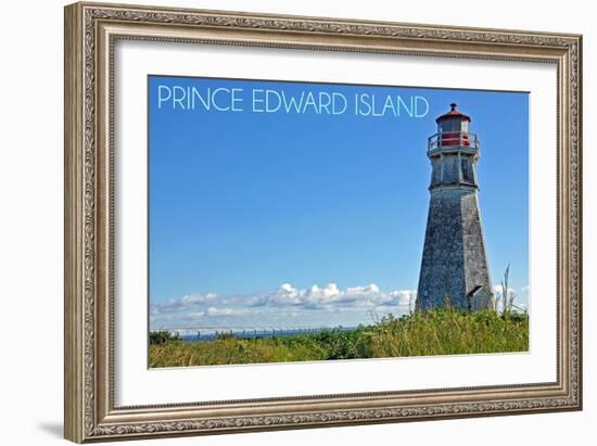 Prince Edward Island - Cape Jourimain Lighthouse and Bridge-Lantern Press-Framed Art Print