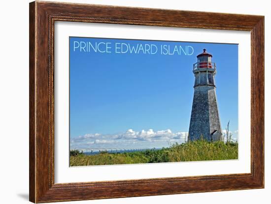 Prince Edward Island - Cape Jourimain Lighthouse and Bridge-Lantern Press-Framed Art Print