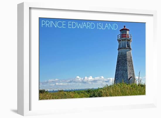 Prince Edward Island - Cape Jourimain Lighthouse and Bridge-Lantern Press-Framed Art Print