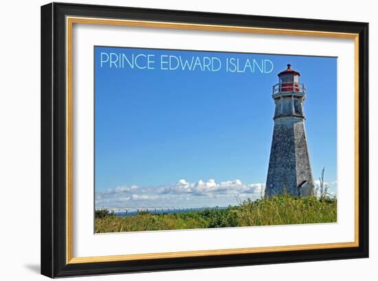Prince Edward Island - Cape Jourimain Lighthouse and Bridge-Lantern Press-Framed Art Print