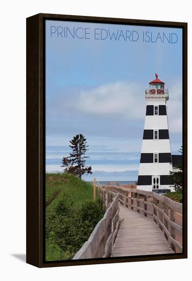 Prince Edward Island - Cedar Dunes Lighthouse-Lantern Press-Framed Stretched Canvas