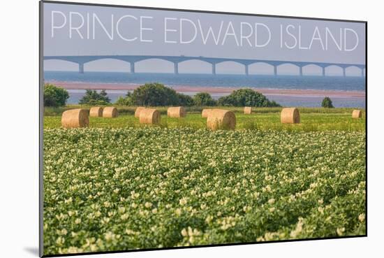 Prince Edward Island - Confederation Bridge and Hay Bales-Lantern Press-Mounted Art Print