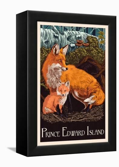 Prince Edward Island - Fox and Kit Letterpress-Lantern Press-Framed Stretched Canvas