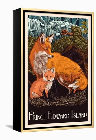 Prince Edward Island - Fox and Kit Letterpress-Lantern Press-Framed Stretched Canvas