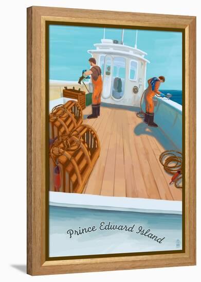 Prince Edward Island - Lobster Boat-Lantern Press-Framed Stretched Canvas