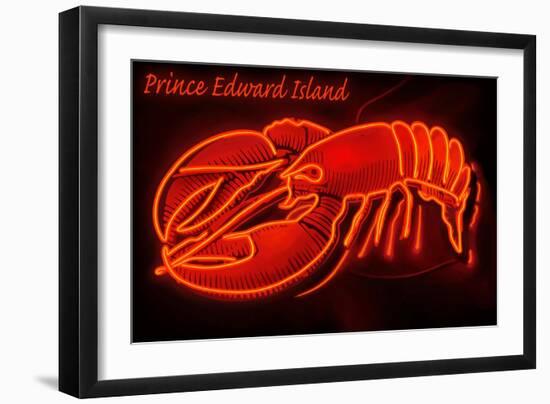 Prince Edward Island - Lobster Neon Sign-Lantern Press-Framed Art Print