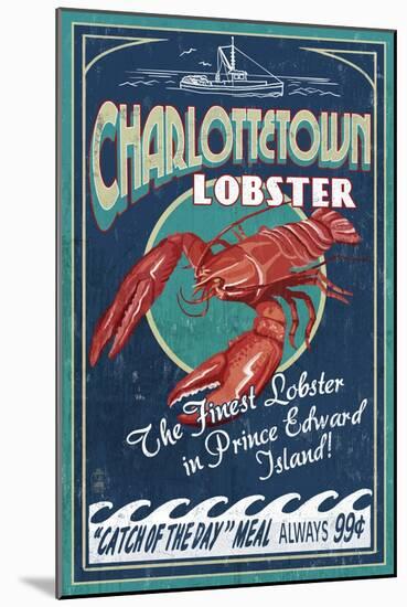 Prince Edward Island - Lobster Vintage Sign-Lantern Press-Mounted Art Print