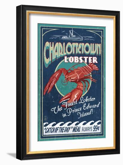 Prince Edward Island - Lobster Vintage Sign-Lantern Press-Framed Art Print