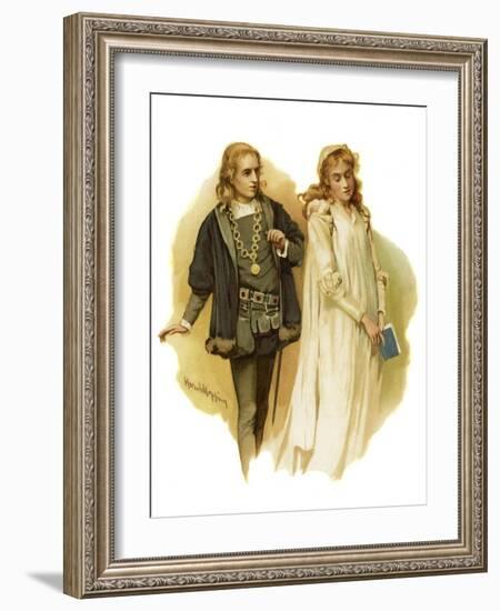 Prince Hamlet addresses Ophelia strangely-Harold Copping-Framed Giclee Print