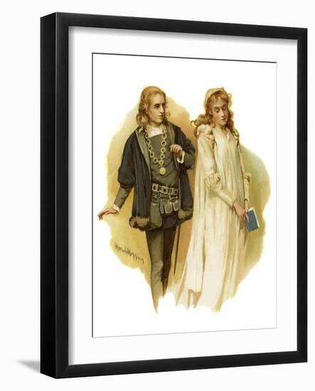 Prince Hamlet addresses Ophelia strangely-Harold Copping-Framed Giclee Print