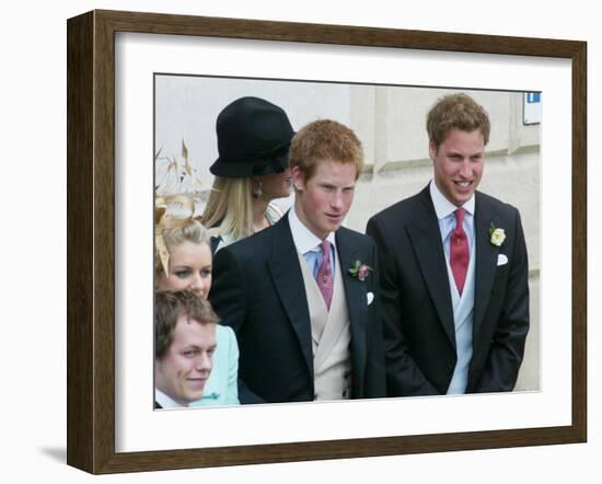 Prince Harry and Prince William after the wedding ceremony at Windsor Guildhall, for their father P-null-Framed Photographic Print