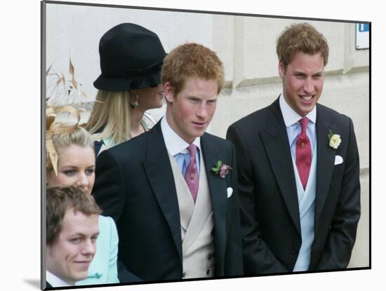 Prince Harry and Prince William after the wedding ceremony at Windsor Guildhall, for their father P-null-Mounted Photographic Print