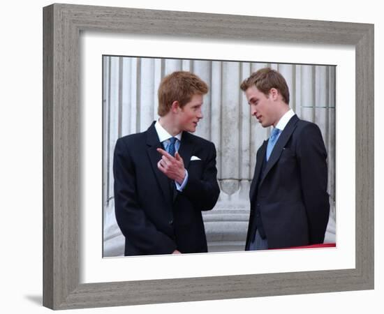 Prince Harry and Prince William at the Trooping of the Colour, June 2003-null-Framed Photographic Print