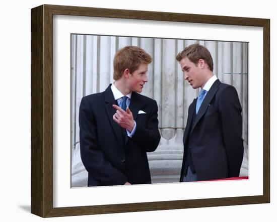 Prince Harry and Prince William at the Trooping of the Colour, June 2003-null-Framed Photographic Print