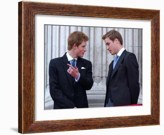 Prince Harry and Prince William at the Trooping of the Colour, June 2003-null-Framed Photographic Print