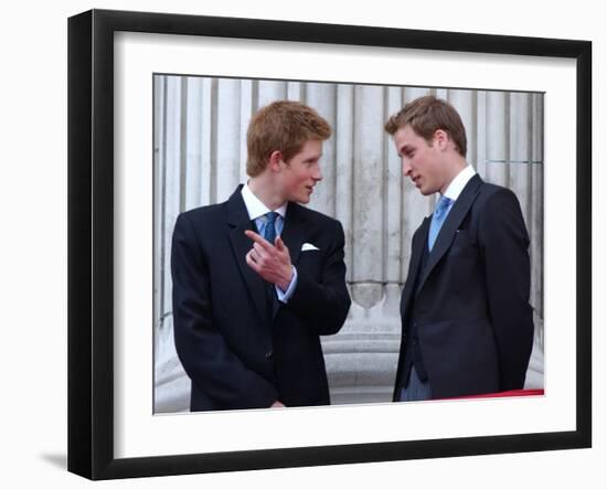 Prince Harry and Prince William at the Trooping of the Colour, June 2003-null-Framed Photographic Print