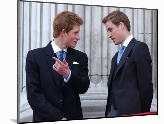 Prince Harry and Prince William at the Trooping of the Colour, June 2003-null-Mounted Photographic Print