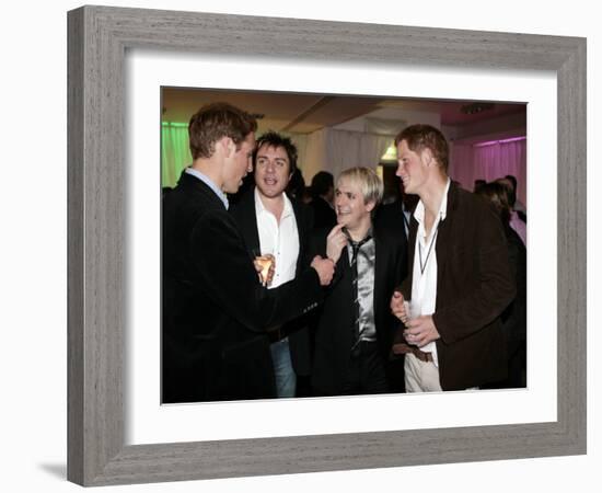 Prince Harry and Prince William with 80s pop band Duran Duran-null-Framed Photographic Print