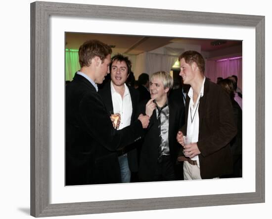 Prince Harry and Prince William with 80s pop band Duran Duran-null-Framed Photographic Print