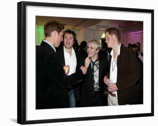 Prince Harry and Prince William with 80s pop band Duran Duran-null-Framed Photographic Print