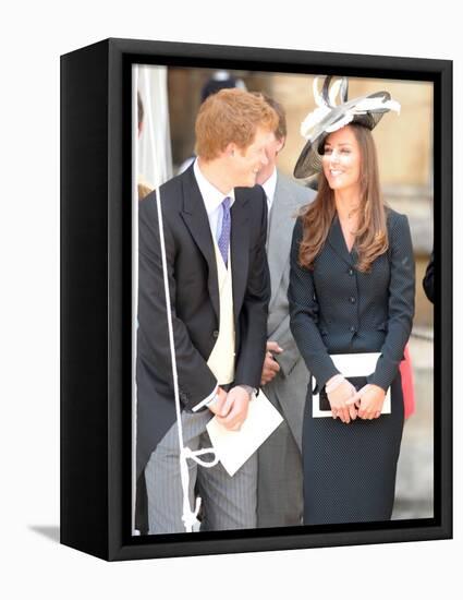 prince harry & kate middleton all smiles as they see prince william in his garter robes, June 2008-null-Framed Premier Image Canvas