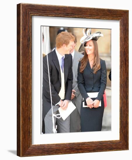 prince harry & kate middleton all smiles as they see prince william in his garter robes, June 2008-null-Framed Photographic Print