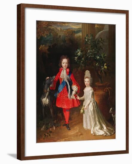 Prince James Francis Edward Stuart and Princess Maria Theresa Stuart, 1695-Nicolas de Largilliere-Framed Giclee Print