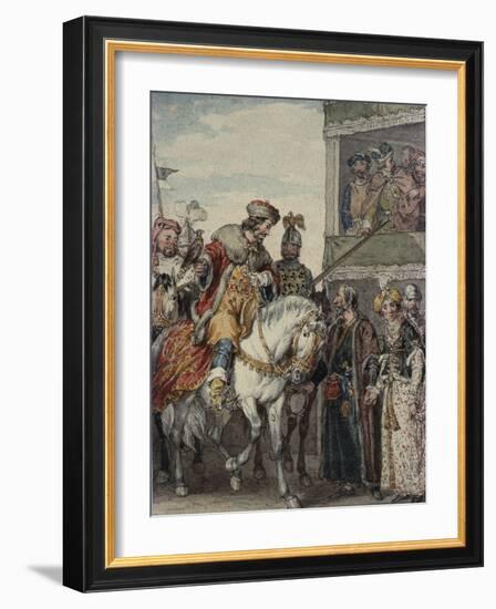 Prince John (1167-1216) and Isaac the Jew at the Passage-Of-Arms at Ashby-John Augustus Atkinson-Framed Giclee Print
