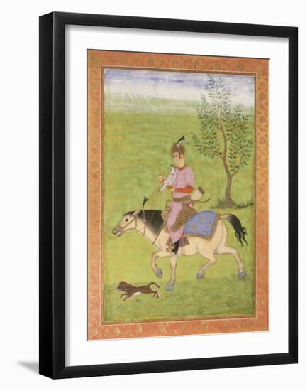 Prince on Horseback-17th Century Mughal School-Framed Premium Giclee Print