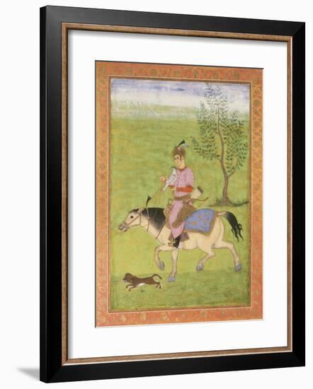 Prince on Horseback-17th Century Mughal School-Framed Premium Giclee Print