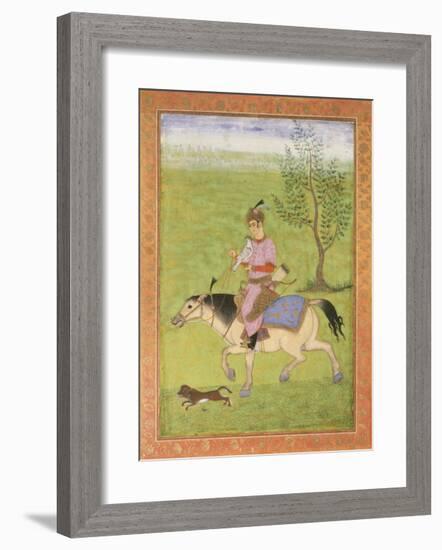 Prince on Horseback-17th Century Mughal School-Framed Premium Giclee Print