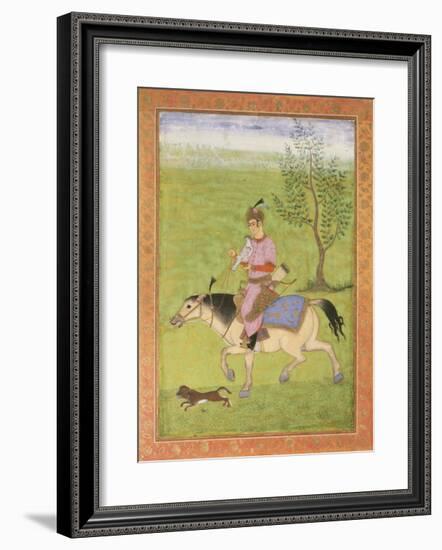 Prince on Horseback-17th Century Mughal School-Framed Premium Giclee Print