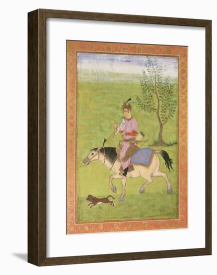 Prince on Horseback-17th Century Mughal School-Framed Premium Giclee Print