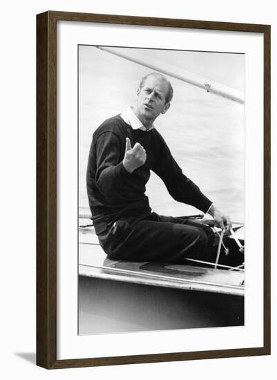 Prince Philip in a yacht-Associated Newspapers-Framed Photo