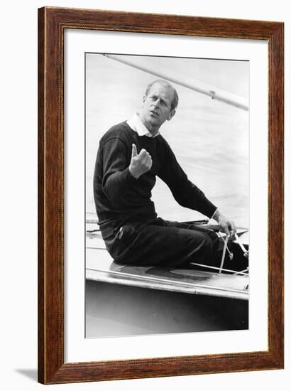 Prince Philip in a yacht-Associated Newspapers-Framed Photo