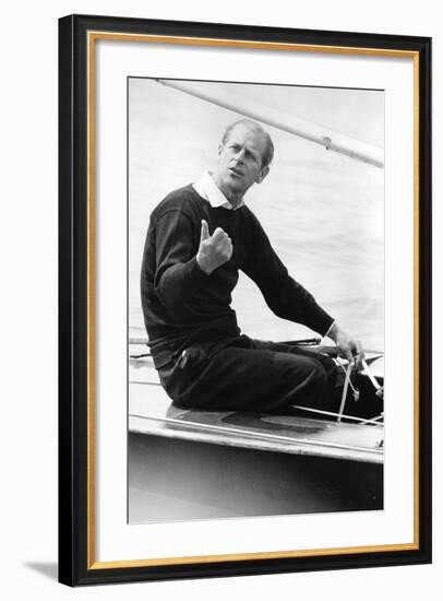 Prince Philip in a yacht-Associated Newspapers-Framed Photo