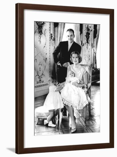 Prince Rainier of Monaco with His Wife Grace Kelly, and their Children Caroline and Albert,…-null-Framed Photographic Print