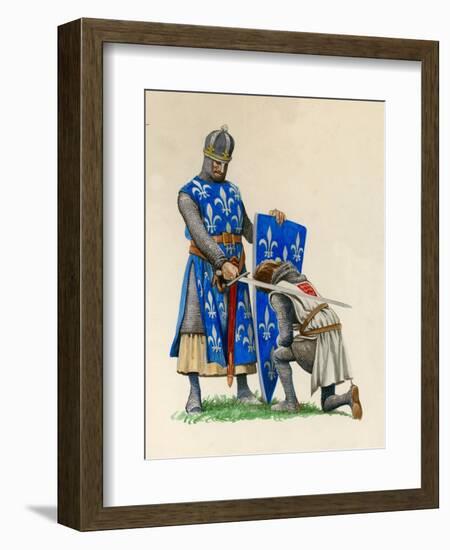 Prince Richard, the Future Richard the Lionheart, Being Knighted by King Louis of France-Peter Jackson-Framed Giclee Print