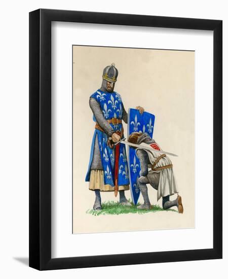 Prince Richard, the Future Richard the Lionheart, Being Knighted by King Louis of France-Peter Jackson-Framed Giclee Print