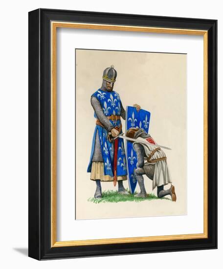 Prince Richard, the Future Richard the Lionheart, Being Knighted by King Louis of France-Peter Jackson-Framed Giclee Print