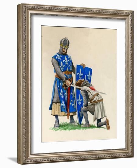 Prince Richard, the Future Richard the Lionheart, Being Knighted by King Louis of France-Peter Jackson-Framed Giclee Print