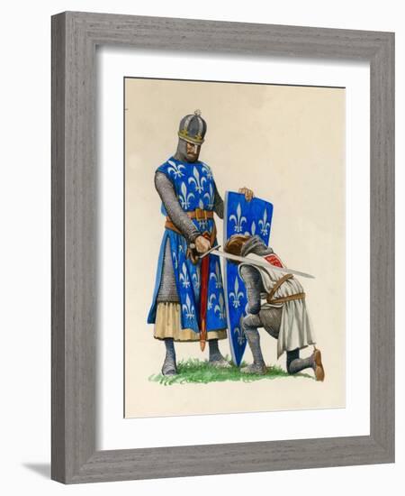 Prince Richard, the Future Richard the Lionheart, Being Knighted by King Louis of France-Peter Jackson-Framed Giclee Print