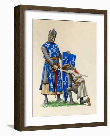 Prince Richard, the Future Richard the Lionheart, Being Knighted by King Louis of France-Peter Jackson-Framed Giclee Print