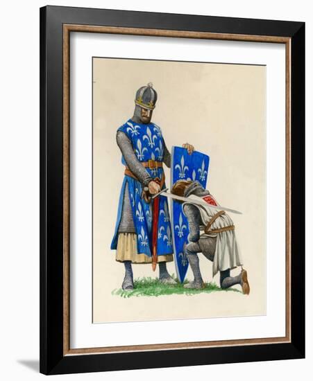 Prince Richard, the Future Richard the Lionheart, Being Knighted by King Louis of France-Peter Jackson-Framed Giclee Print