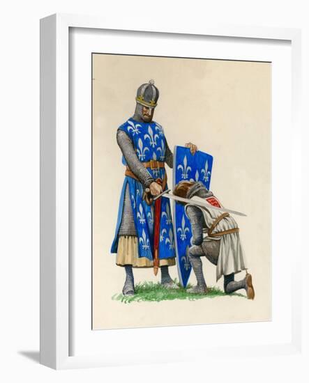 Prince Richard, the Future Richard the Lionheart, Being Knighted by King Louis of France-Peter Jackson-Framed Giclee Print