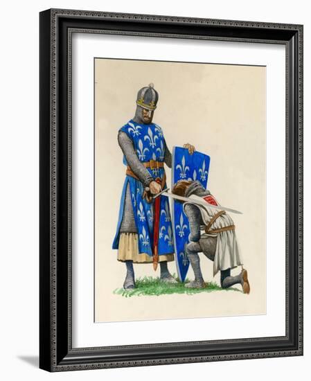 Prince Richard, the Future Richard the Lionheart, Being Knighted by King Louis of France-Peter Jackson-Framed Giclee Print